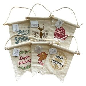 Set of 6 Christmas Banners Holiday Prints Mini 5” Flags The Find by Nicole Tags
